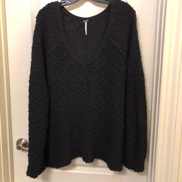 Free People Long Sleeve Sweater in Black